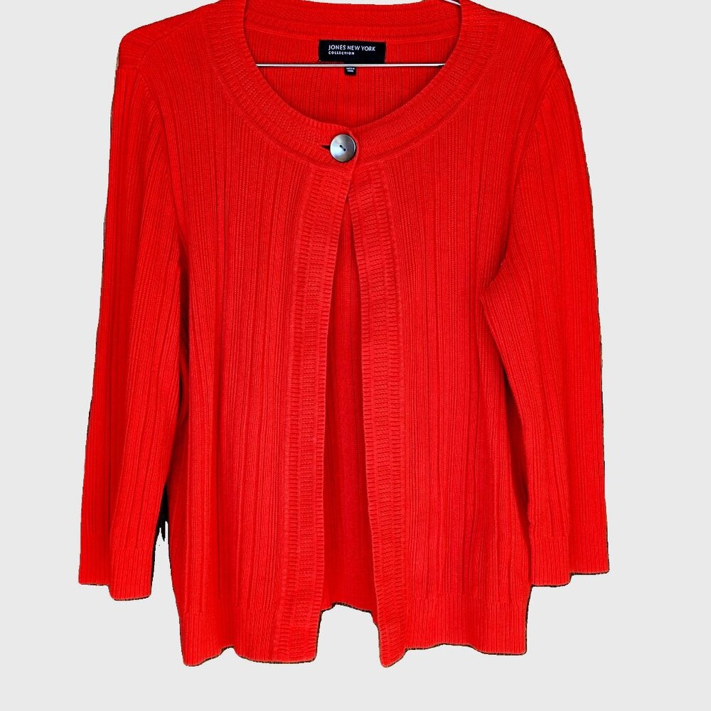 Cardigan Sweater 3/4 Length Orange Large